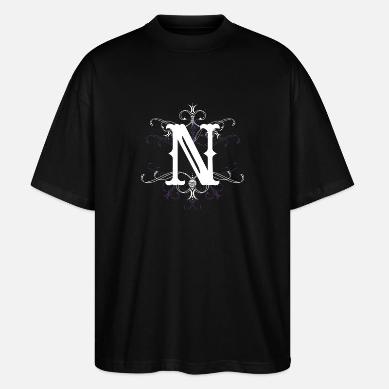 Lettre N (N) - T-shirt bio Blaster 2.0 coupe oversize Stanley/Stella Unisexe - noir