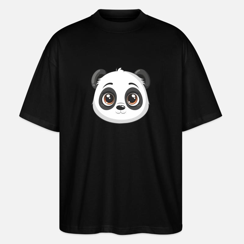 Panda-Kopf, Kawaii-Tier - Stanley/Stella Oversized Unisex Bio T-Shirt Blaster 2.0 - Schwarz
