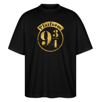 Harry Potter Voie 9 3/4 - T-shirt bio Blaster 2.0 coupe oversize Stanley/Stella Unisexe - noir - Devant - Alina (178cm) & Michal (187cm)