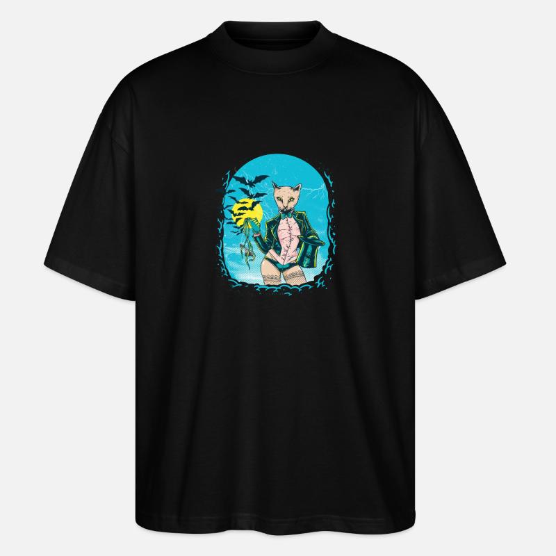 Cool Lady Cat - Stanley/Stella Oversized Unisex Bio T-Shirt Blaster 2.0 - Schwarz