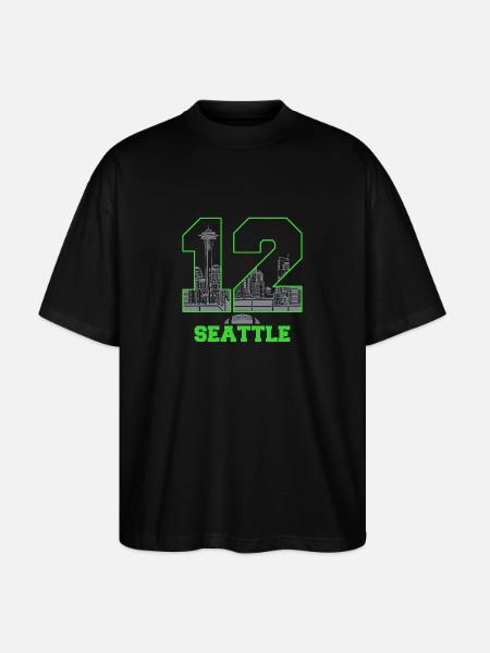 Twelve Seattle 12 Seattle - Stanley/Stella Oversized Unisex Organic T-shirt Blaster 2.0 - black