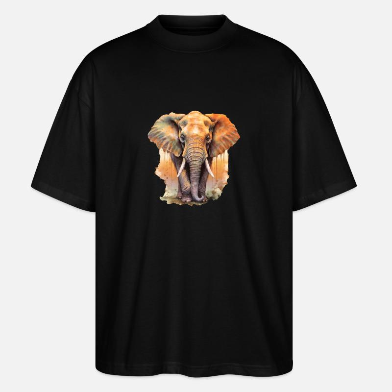 Elefant - Stanley/Stella Oversized Unisex Bio T-Shirt Blaster 2.0 - Schwarz