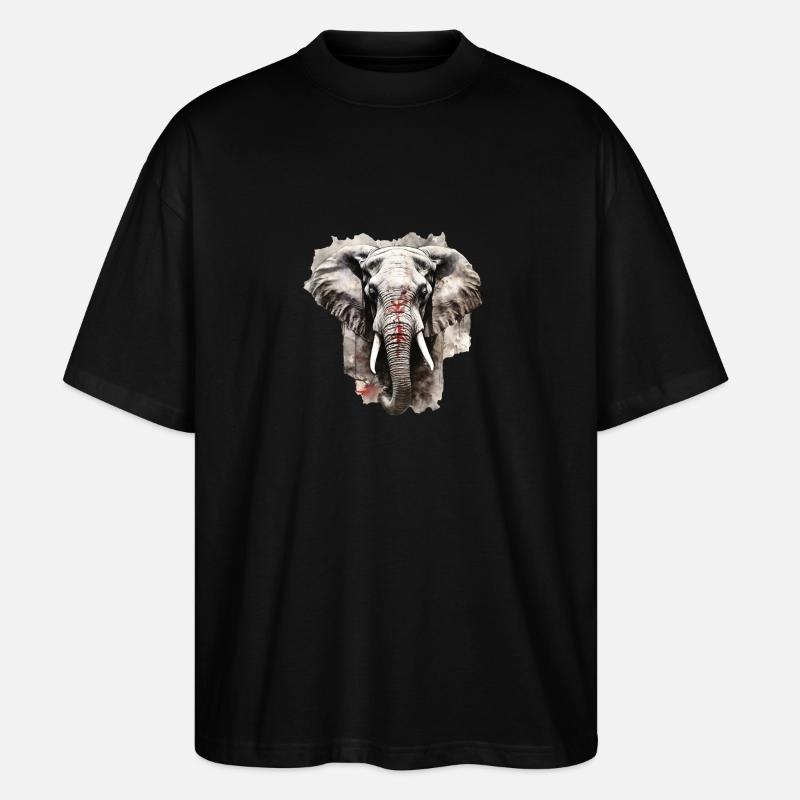 Elefant - Stanley/Stella Oversized Unisex Bio T-Shirt Blaster 2.0 - Schwarz