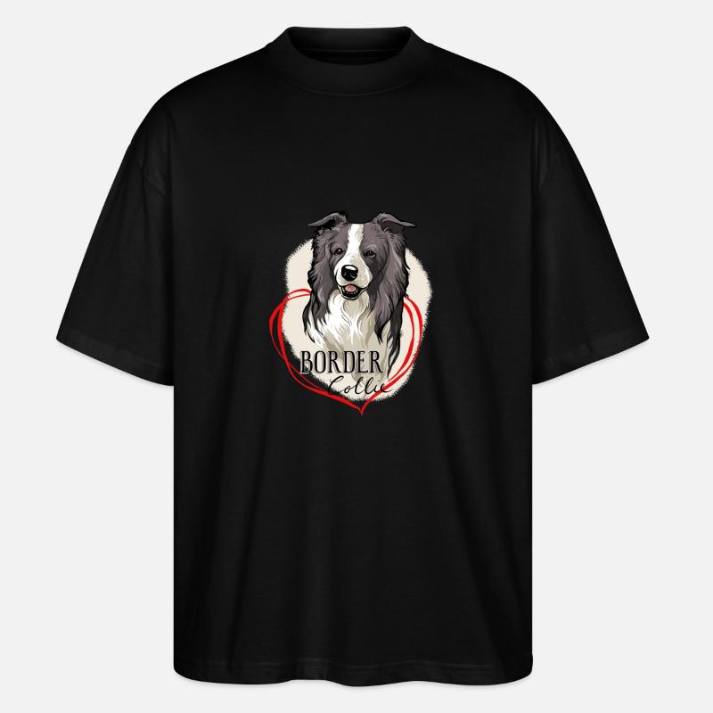 Border Collie - Stanley/Stella Oversized Unisex Bio T-Shirt Blaster 2.0 - Schwarz