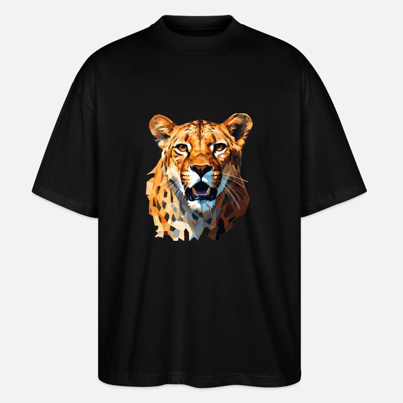Guépard dans le style polygonal - T-shirt bio Blaster 2.0 coupe oversize Stanley/Stella Unisexe - noir