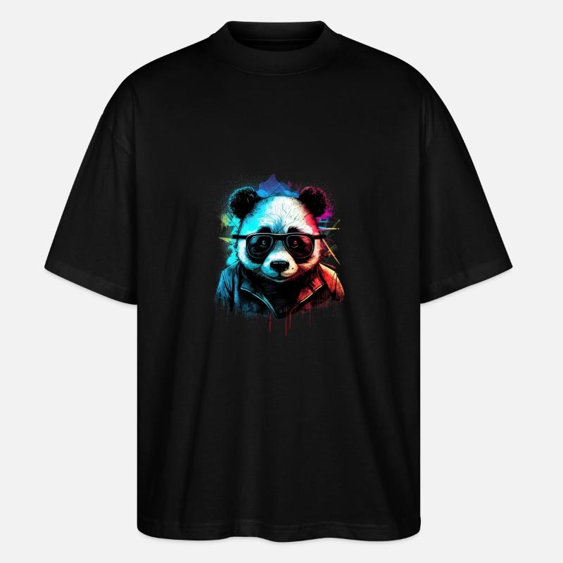 Futuristischer Panda - Stanley/Stella Oversized Unisex Bio T-Shirt Blaster 2.0 - Schwarz