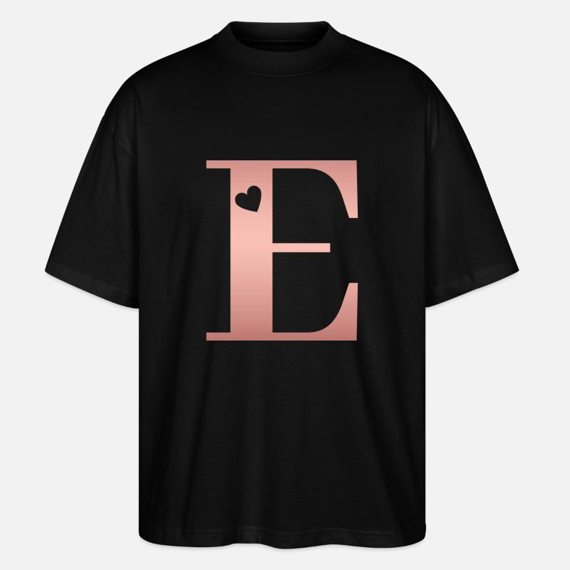 Buchstabe E Roségold - Stanley/Stella Oversized Unisex Bio T-Shirt Blaster 2.0 - Schwarz