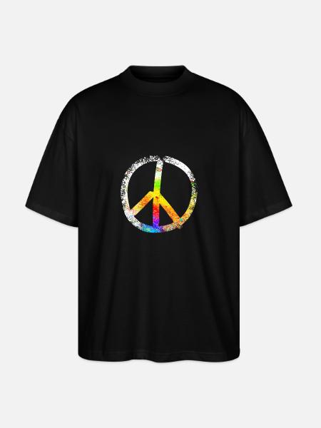 peace sign speckled 03 - Stanley/Stella Oversized Unisex Organic T-shirt Blaster 2.0 - black
