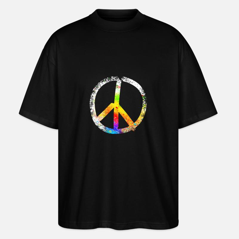 peace sign speckled 03 - Stanley/Stella Oversized Unisex Bio T-Shirt Blaster 2.0 - Schwarz