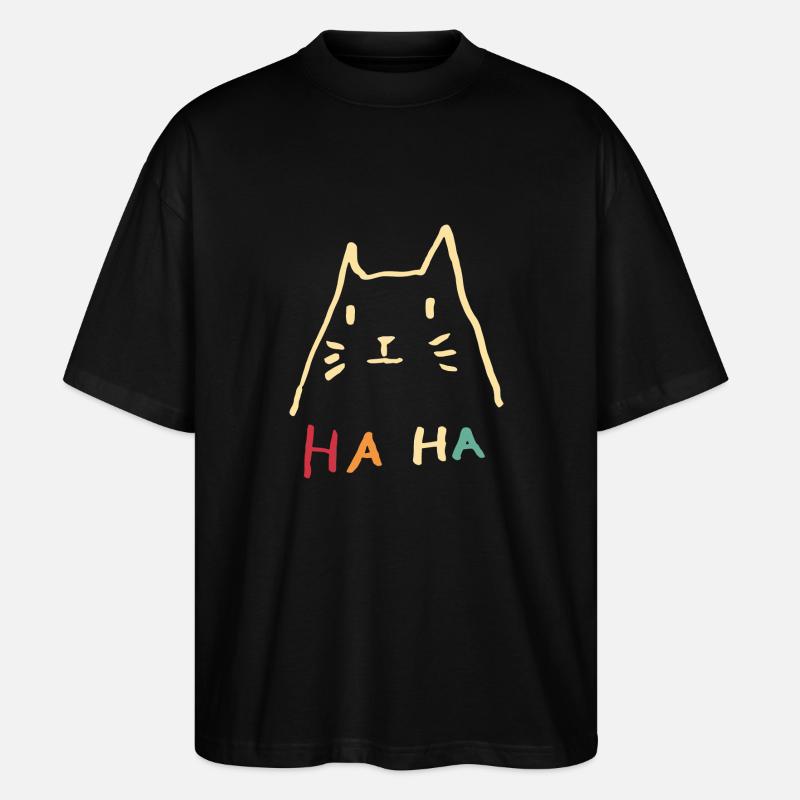 Cat Haha Ironie rétro - T-shirt bio Blaster 2.0 coupe oversize Stanley/Stella Unisexe - noir
