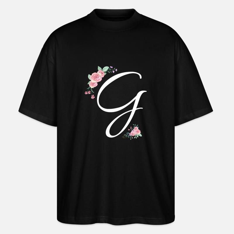 Buchstabe g Blumen - Stanley/Stella Oversized Unisex Bio T-Shirt Blaster 2.0 - Schwarz