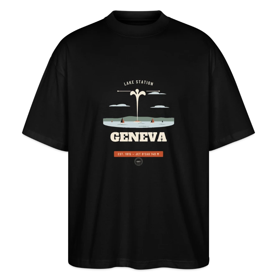 Geneva badge on a stanley/stella oversized unisex organic t-shirt blaster 2.0, black