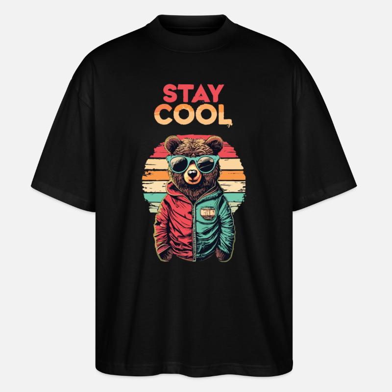 Chilling in bear style - Stanley/Stella Oversized Unisex Organic T-shirt Blaster 2.0 - black