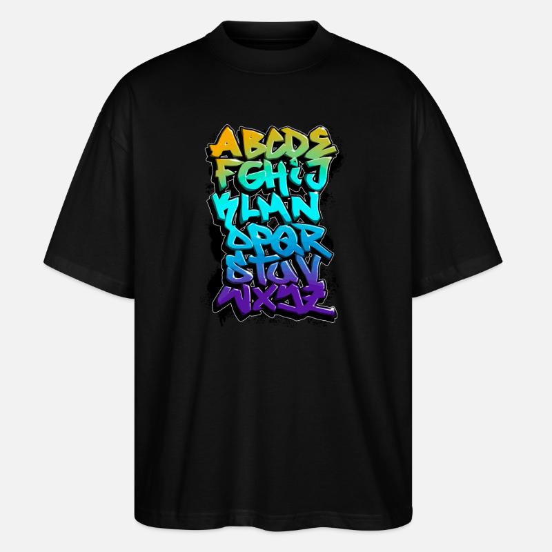 GRAFFITI ALPHABET - Stanley/Stella Oversized Unisex Organic T-shirt Blaster 2.0 - black