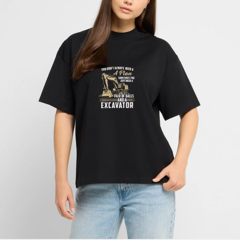 Construction worker · Construction site · Excavator · No plan Stanley/Stella Oversized Unisex Organic T-shirt Blaster 2.0
