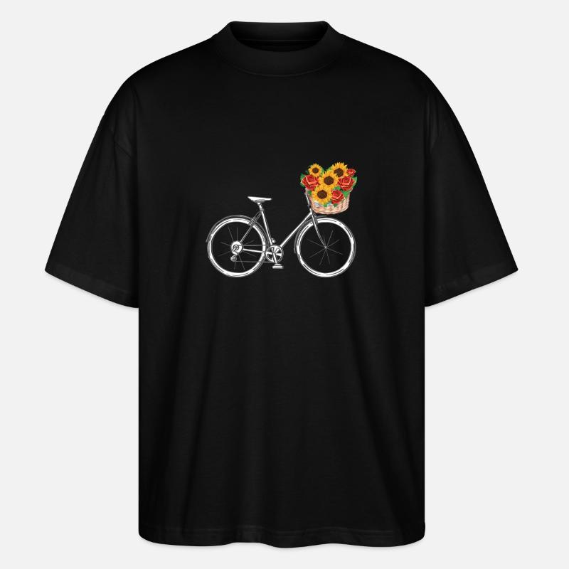 Vélo avec panier de fleurs - T-shirt bio Blaster 2.0 coupe oversize Stanley/Stella Unisexe - noir