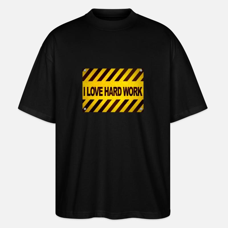 J’aime travailler dur - T-shirt bio Blaster 2.0 coupe oversize Stanley/Stella Unisexe - noir