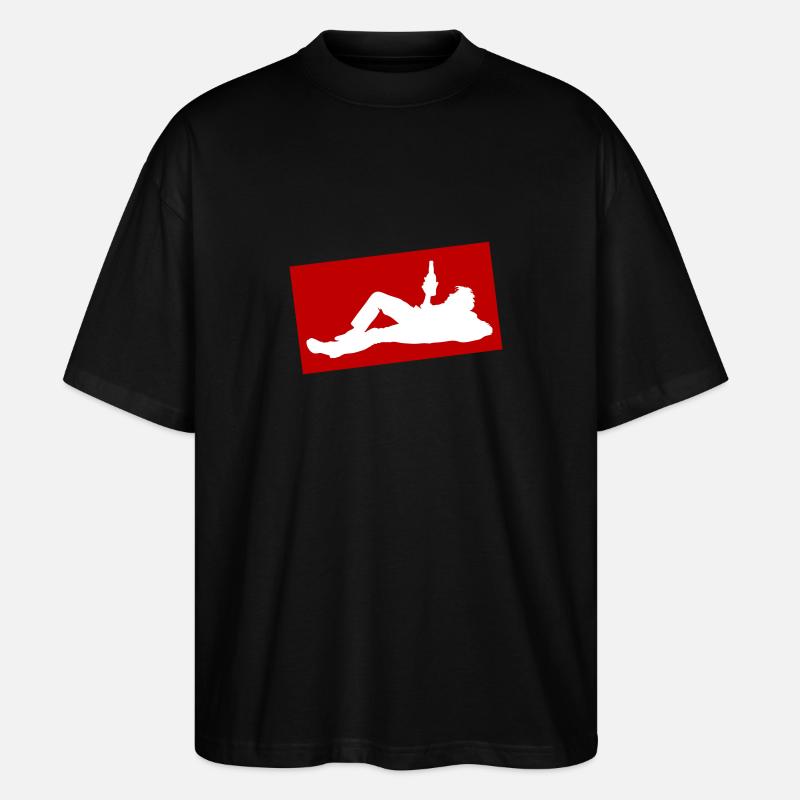 Drinking Bier Silhouette - Stanley/Stella Oversized Unisex Bio T-Shirt Blaster 2.0 - Schwarz