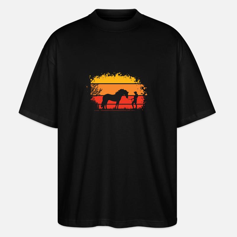 Frau mit Pferd - Stanley/Stella Oversized Unisex Bio T-Shirt Blaster 2.0 - Schwarz