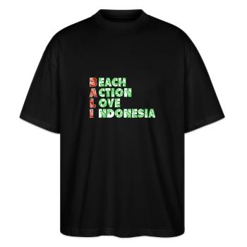 Bali - Indonesien - Stanley/Stella Oversized Unisex Bio T-Shirt Blaster 2.0 - Schwarz - Vorne - Alina (178cm) & Michal (187cm)