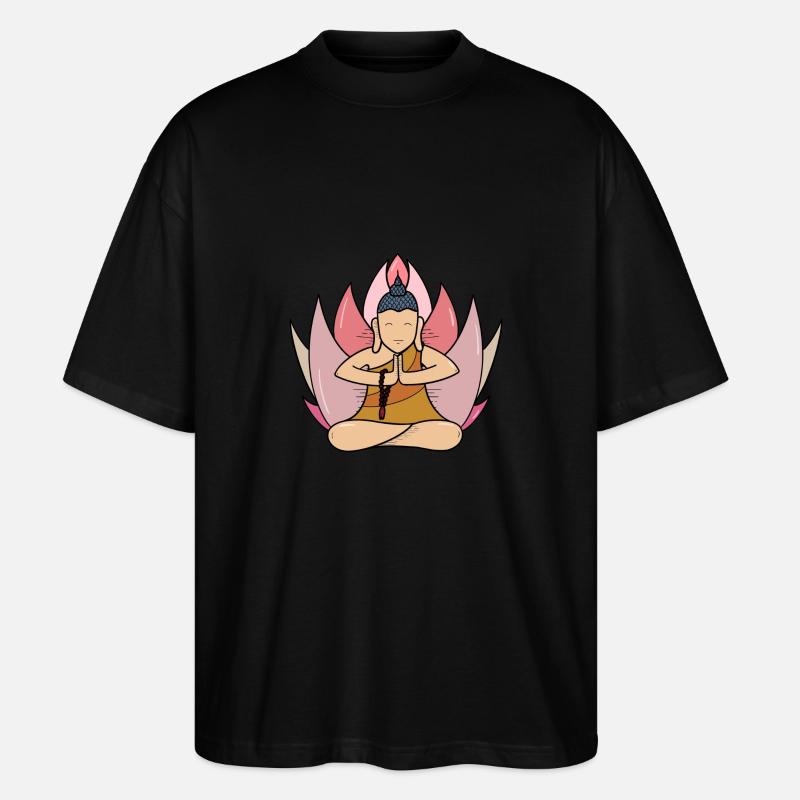 Lotus-buddhistischer Mönch - Stanley/Stella Oversized Unisex Bio T-Shirt Blaster 2.0 - Schwarz