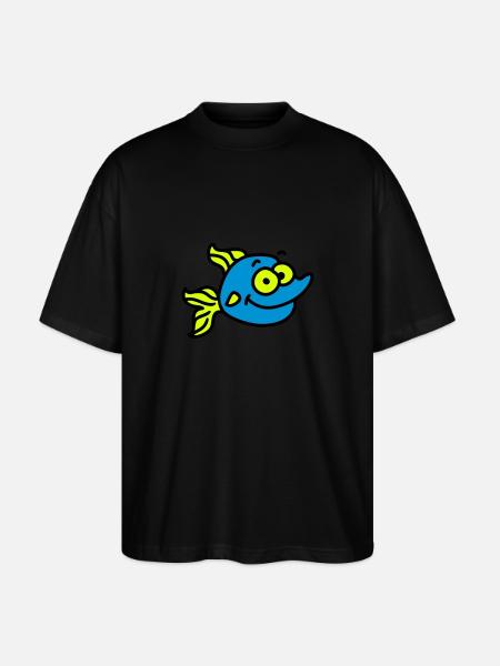 lustiger Fisch - Stanley/Stella Oversized Unisex Bio T-Shirt Blaster 2.0 - Schwarz