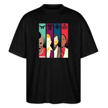 Far Cry Legendary Villains - Stanley/Stella Oversized Unisex Organic T-shirt Blaster 2.0 - black - Front - Alina (178cm) & Michal (187cm)