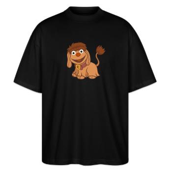 Moppi 2024 - Stanley/Stella Oversized Unisex Bio T-Shirt Blaster 2.0 - Schwarz - Vorne - Alina (178cm) & Michal (187cm)