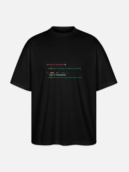 Code du programme Papa développeur - T-shirt bio Blaster 2.0 coupe oversize Stanley/Stella Unisexe - noir