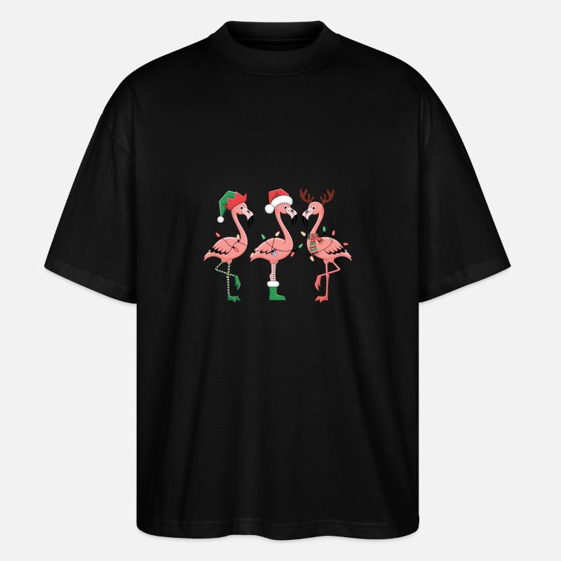 Flamingo Weihnachten - Stanley/Stella Oversized Unisex Bio T-Shirt Blaster 2.0 - Schwarz