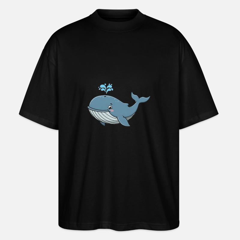 Tier Cartoon Buckelwal - Stanley/Stella Oversized Unisex Bio T-Shirt Blaster 2.0 - Schwarz