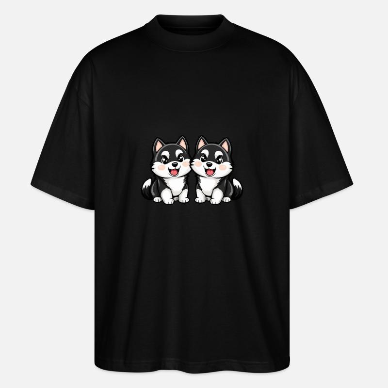 Husky Hund Comic - Stanley/Stella Oversized Unisex Bio T-Shirt Blaster 2.0 - Schwarz