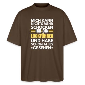Guide de leurre non choquable - T-shirt bio Blaster 2.0 coupe oversize Stanley/Stella Unisexe - marron foncé - Devant - Alina (178cm) & Michal (187cm)