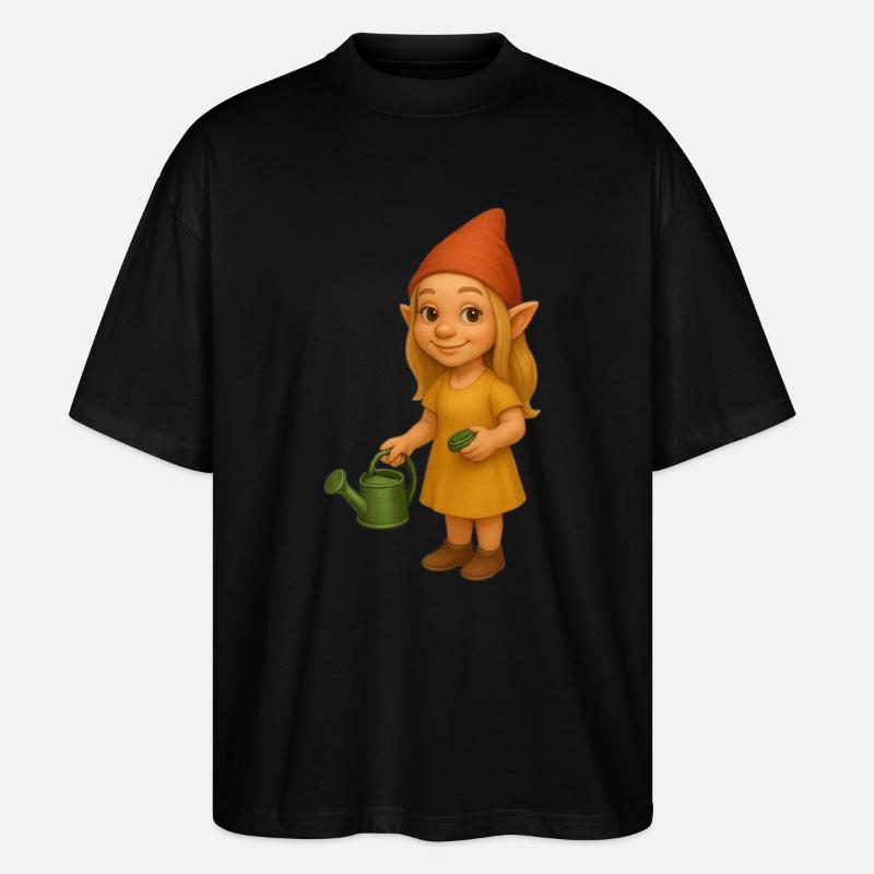 Zwergin mit Gießkanne - Stanley/Stella Oversized Unisex Bio T-Shirt Blaster 2.0 - Schwarz