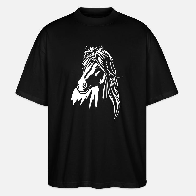 Pferd Kopf "Black Edition" - Stanley/Stella Oversized Unisex Bio T-Shirt Blaster 2.0 - Schwarz