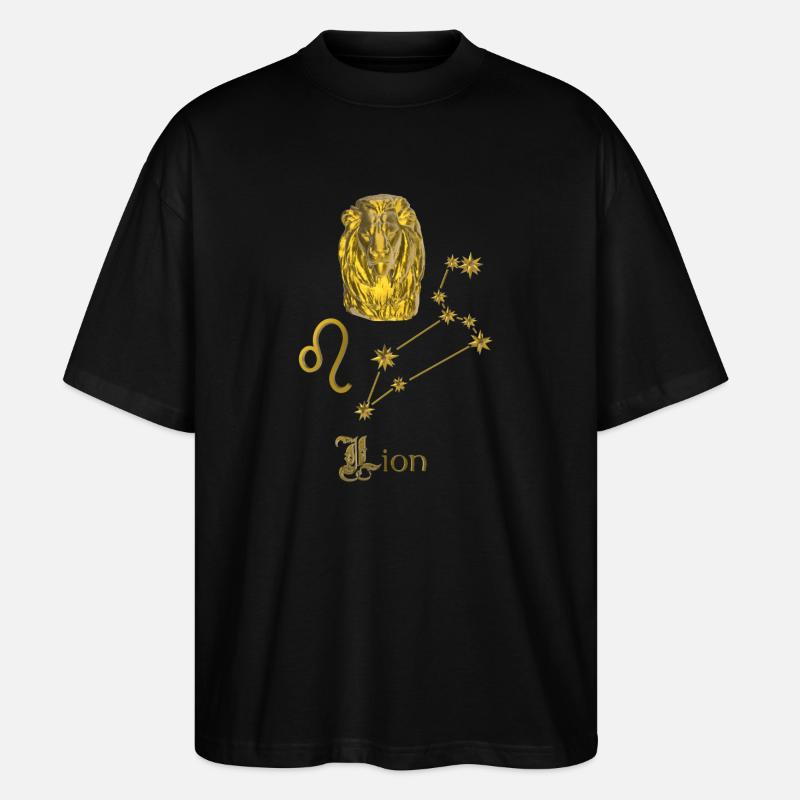 Sternzeichen Löwe 3D,  gold - Stanley/Stella Oversized Unisex Bio T-Shirt Blaster 2.0 - Schwarz
