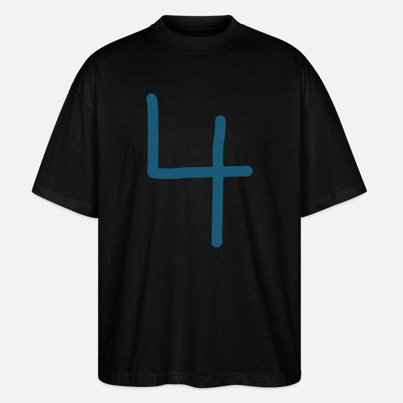 4 Nummer vier Zahl Geburtstag - Stanley/Stella Oversized Unisex Bio T-Shirt Blaster 2.0 - Schwarz