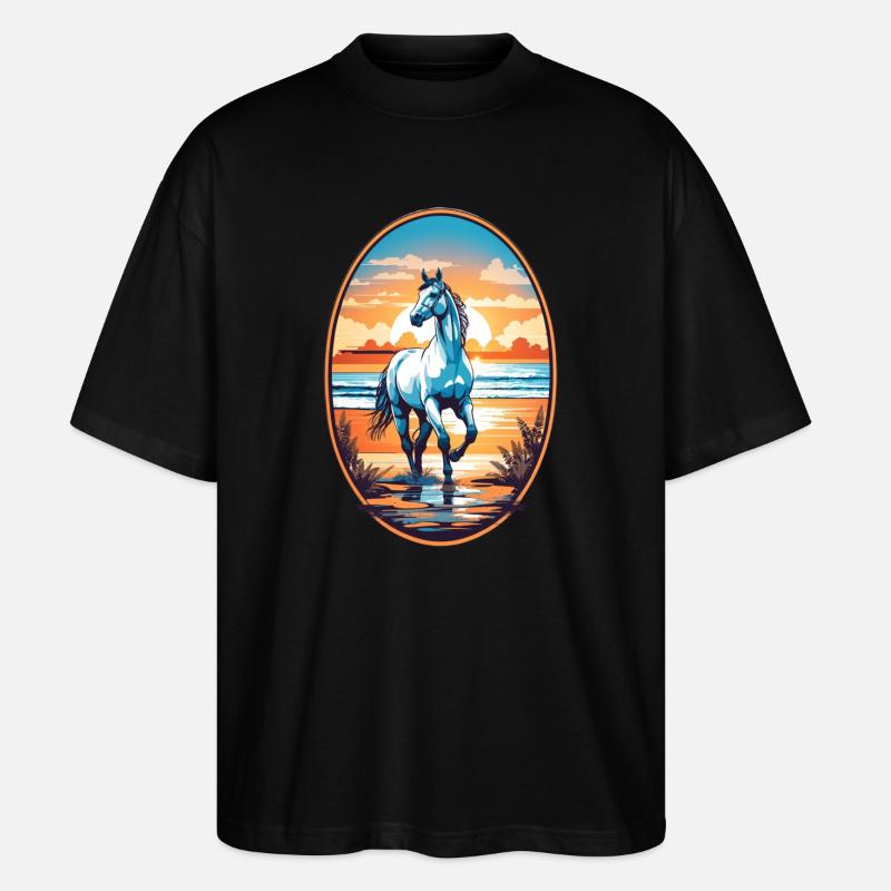 Pferd am Strand - Stanley/Stella Oversized Unisex Bio T-Shirt Blaster 2.0 - Schwarz