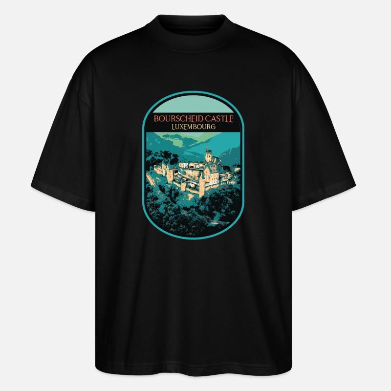 Émerveillez-vous devant le château de Bourscheid - T-shirt bio Blaster 2.0 coupe oversize Stanley/Stella Unisexe - noir