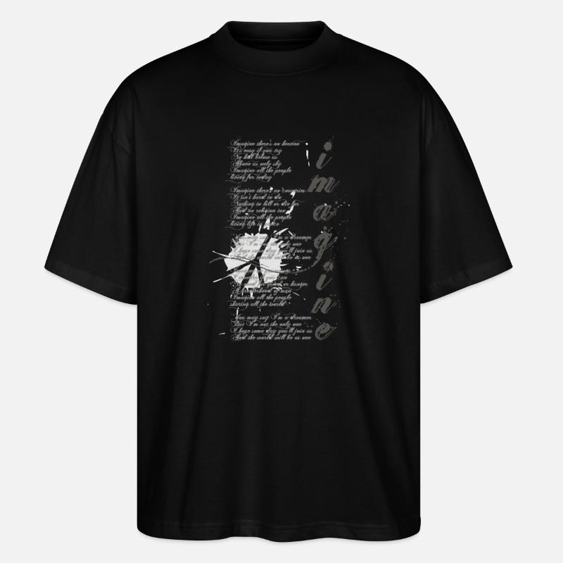 imagine - grafisches Peace-Zeichen und Lied-Text - Stanley/Stella Oversized Unisex Bio T-Shirt Blaster 2.0 - Schwarz