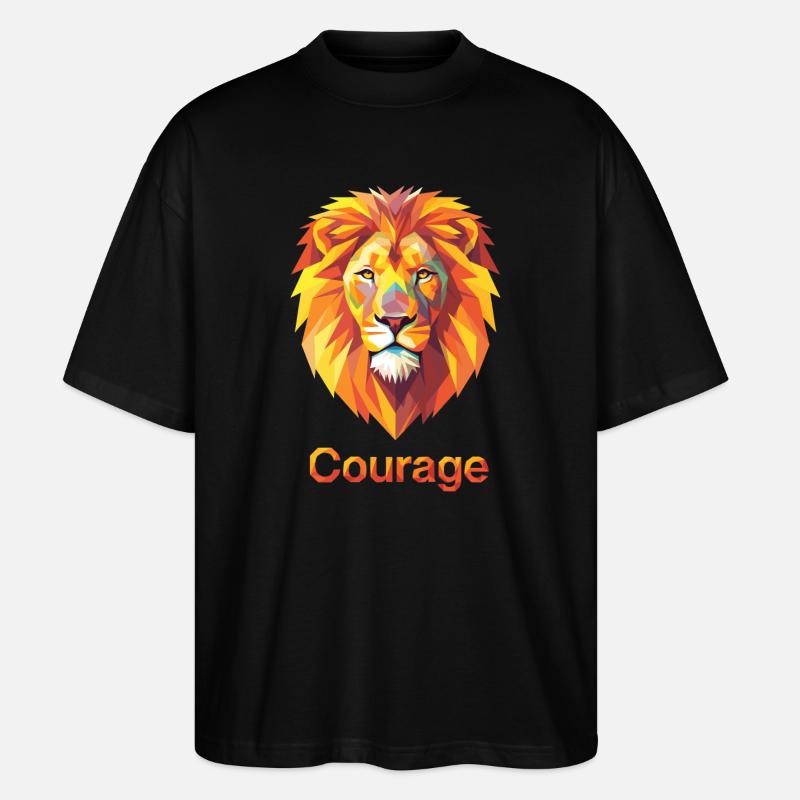 Majestätischer Löwe mit Mut-Design - Stanley/Stella Oversized Unisex Bio T-Shirt Blaster 2.0 - Schwarz