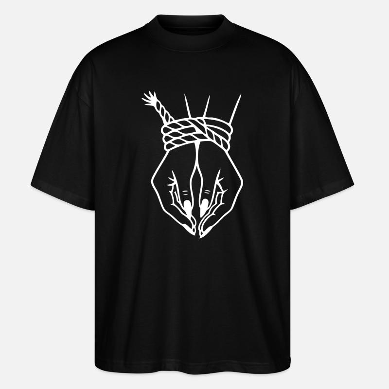 Minimalistische Hand mit Seildesign - Stanley/Stella Oversized Unisex Bio T-Shirt Blaster 2.0 - Schwarz