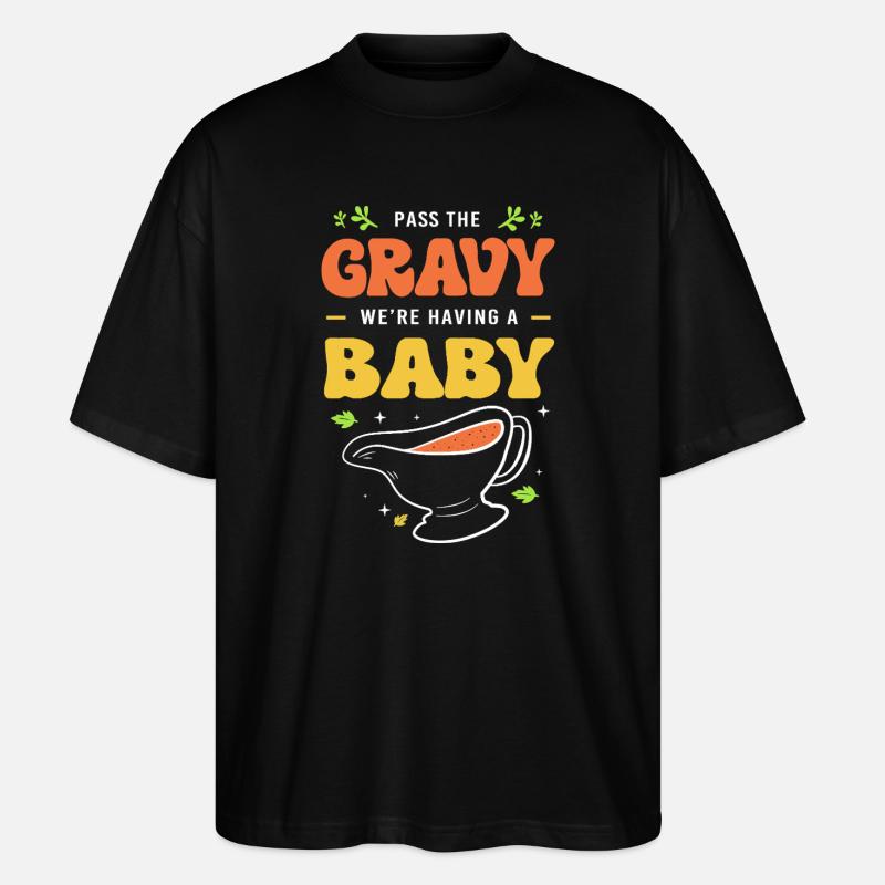 Thanksgiving Gender Reveal Werdende Mutter - Stanley/Stella Oversized Unisex Bio T-Shirt Blaster 2.0 - Schwarz