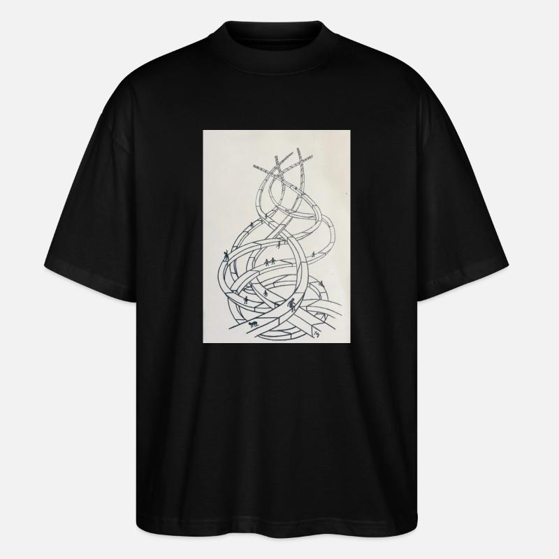 Schleifenlabyrinth der Pfade - Stanley/Stella Oversized Unisex Bio T-Shirt Blaster 2.0 - Schwarz