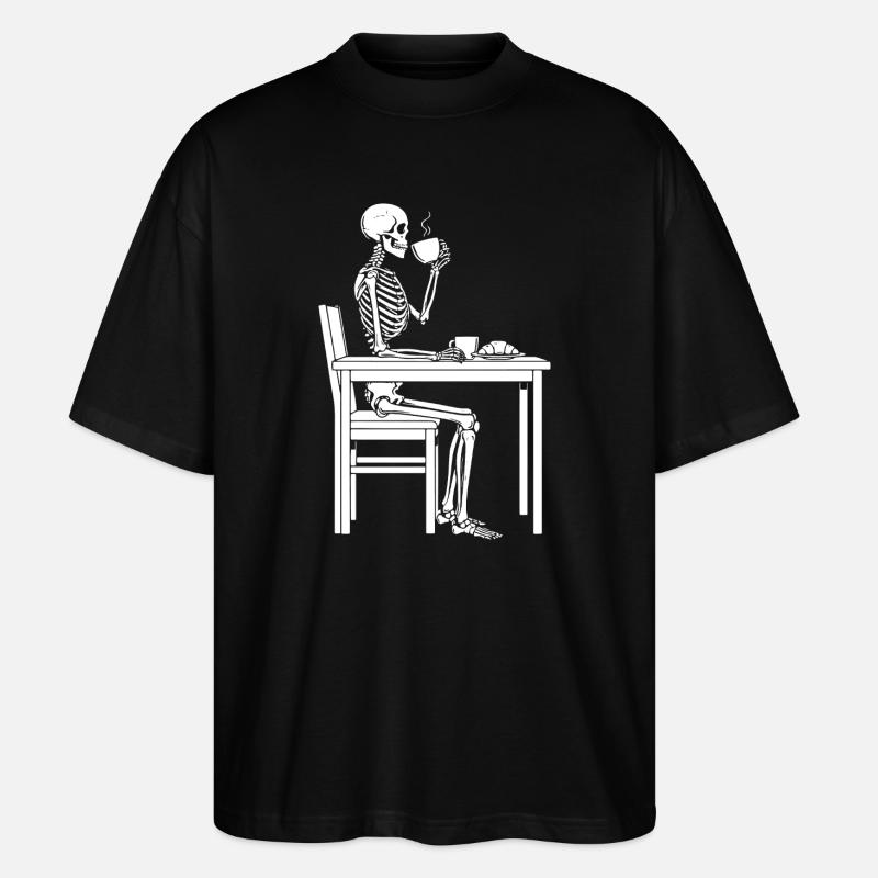 Skelett-Kaffeepause - Stanley/Stella Oversized Unisex Bio T-Shirt Blaster 2.0 - Schwarz