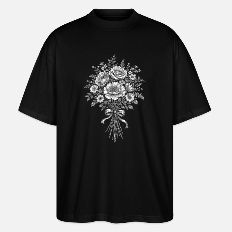 Bouquet silhouette with bow - Stanley/Stella Oversized Unisex Organic T-shirt Blaster 2.0 - black