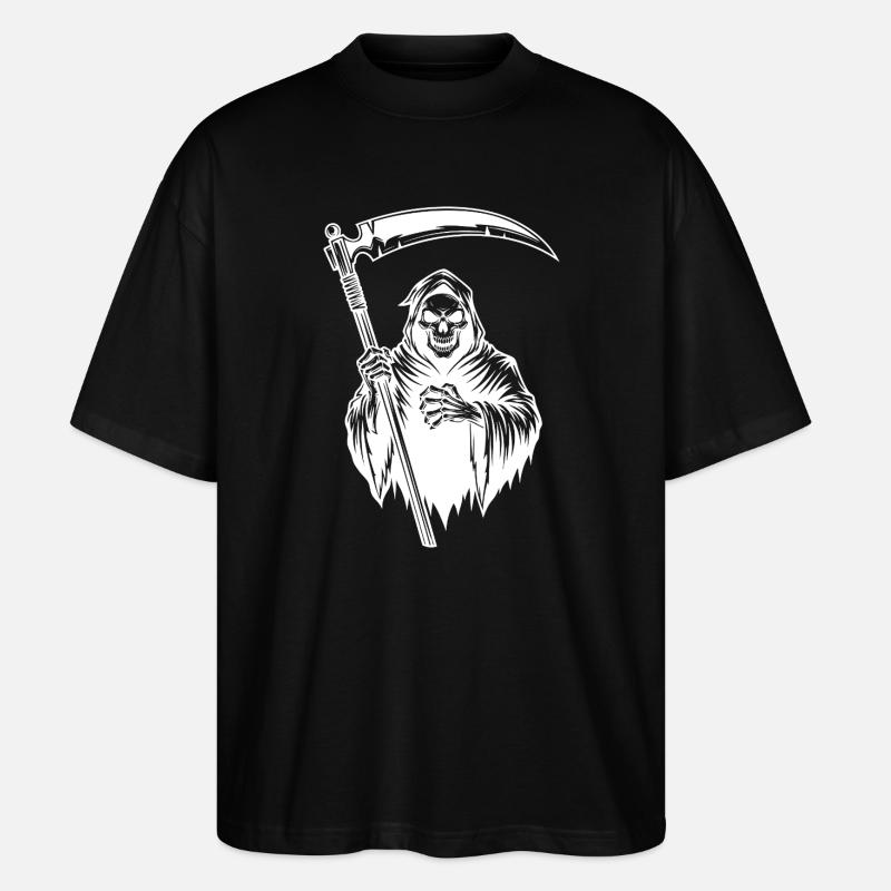 Der Sensenmann Reaper Design Skull Version - Stanley/Stella Oversized Unisex Bio T-Shirt Blaster 2.0 - Schwarz