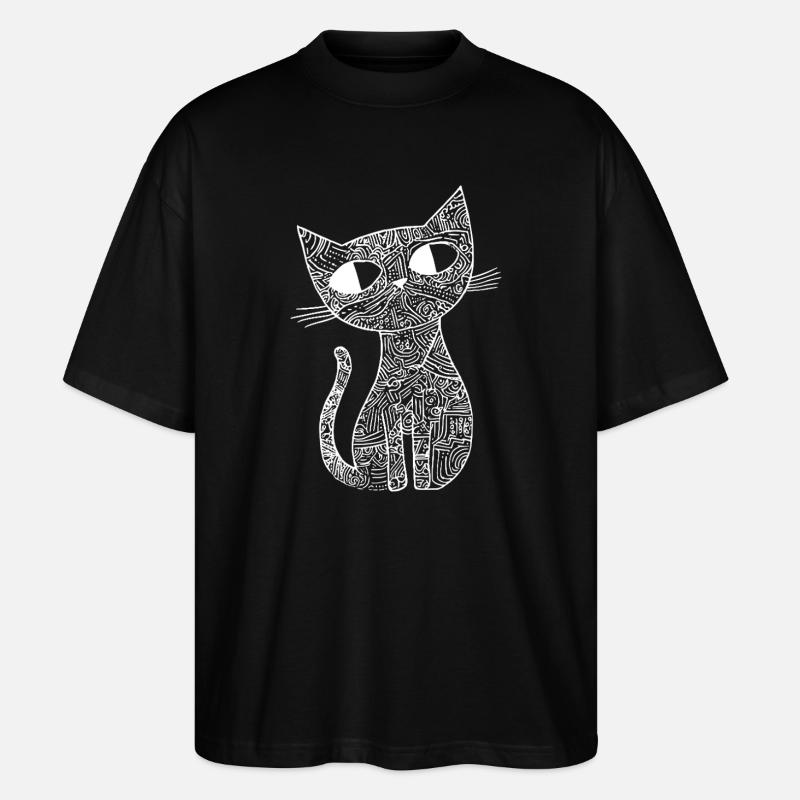 Katze Skizze  - Stanley/Stella Oversized Unisex Bio T-Shirt Blaster 2.0 - Schwarz