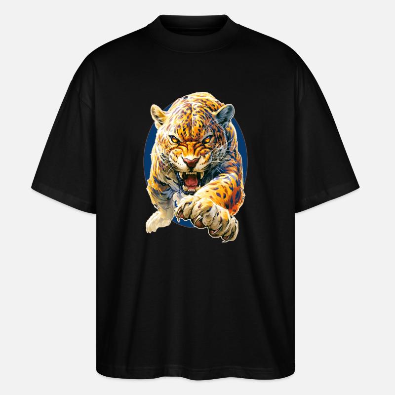 Leopard - Stanley/Stella Oversized Unisex Bio T-Shirt Blaster 2.0 - Schwarz