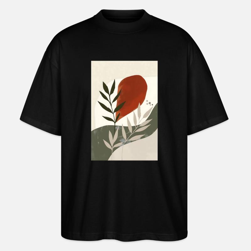 Modernes Böhmisches Vogeldruck, Rustikale Boho - Stanley/Stella Oversized Unisex Bio T-Shirt Blaster 2.0 - Schwarz